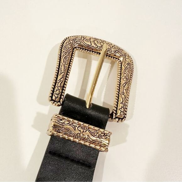 Chaps Classic Prep Preppy Black Woven Bonded Leather Belt - Picture 5 of 8